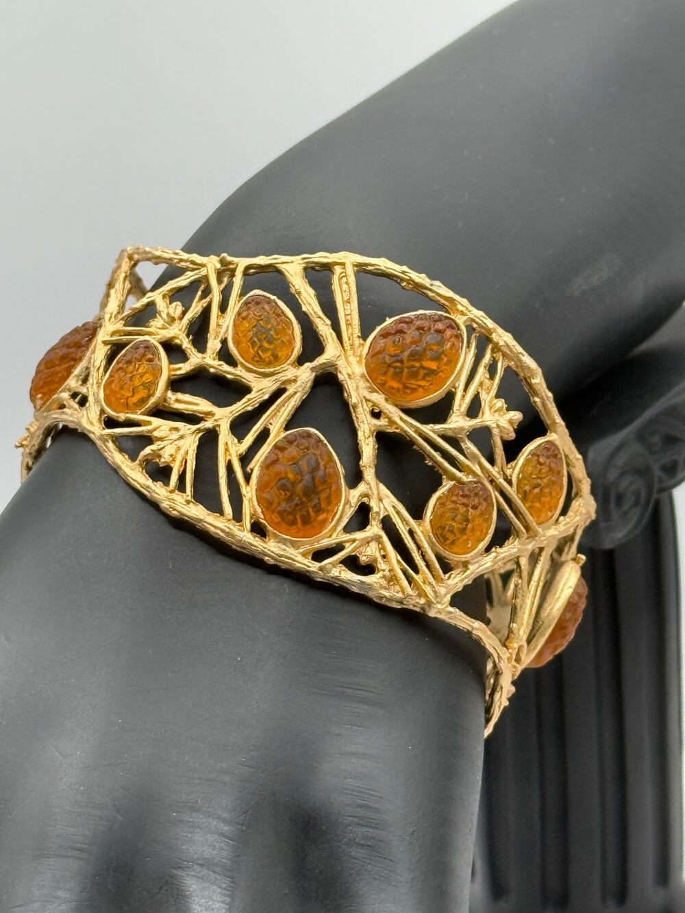 Michael Vincent Michaud 18K Gold Plated Pinecone Cuff Bracelet